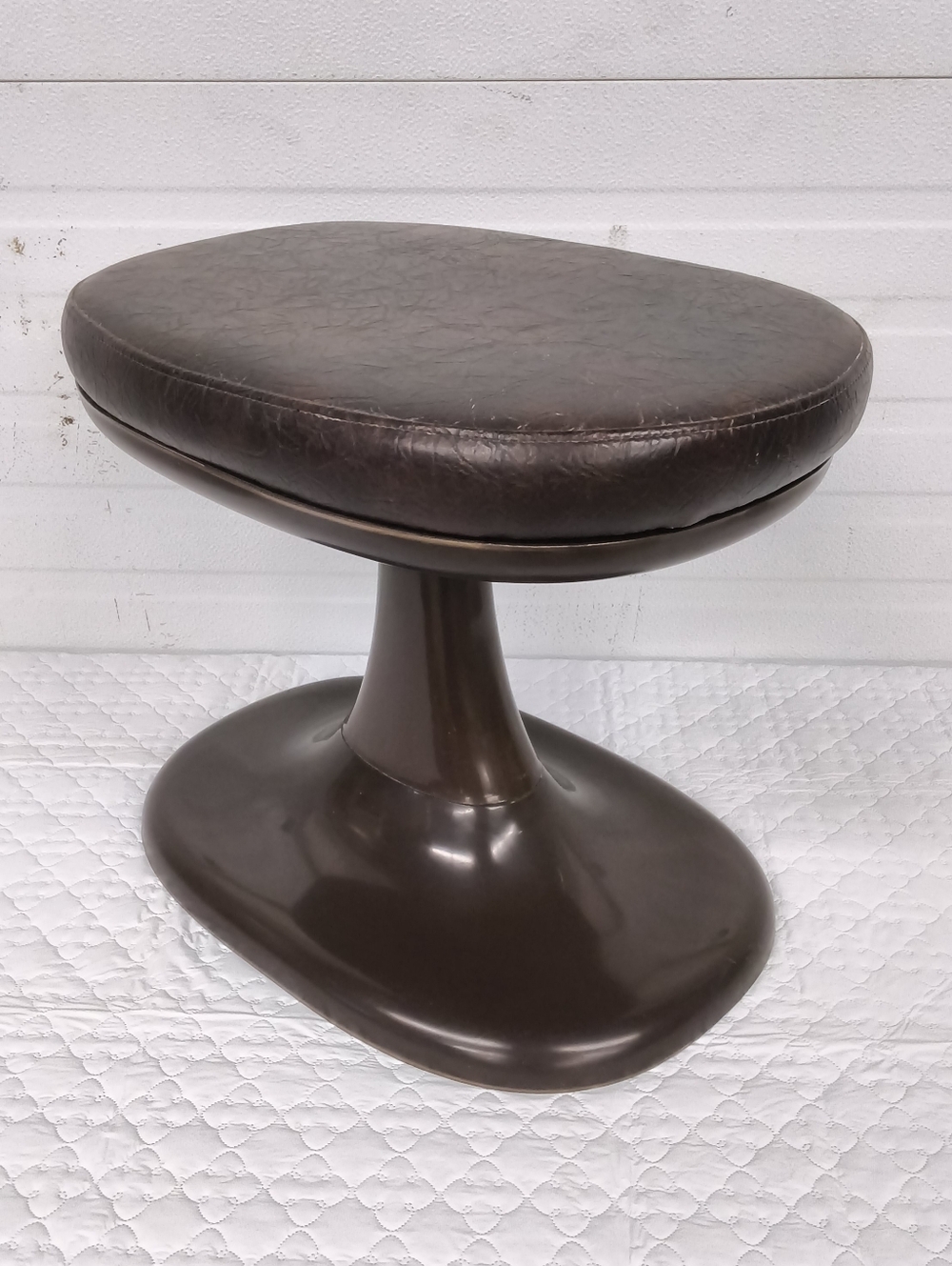 "Rare Find" Mid-Century Modern Brown Vinyl Stool - Space Age Decor